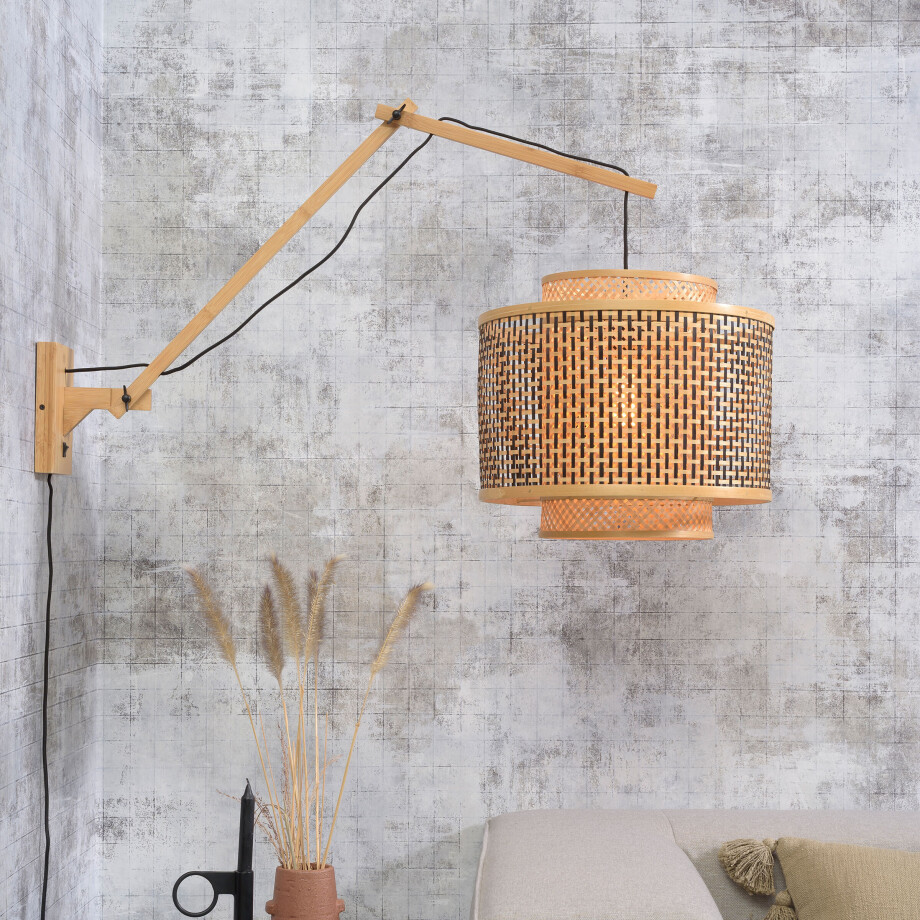 GOOD&MOJO Wandlamp 'Bhutan' Large, Ø40cm, Bamboe, kleur Naturel afbeelding 1