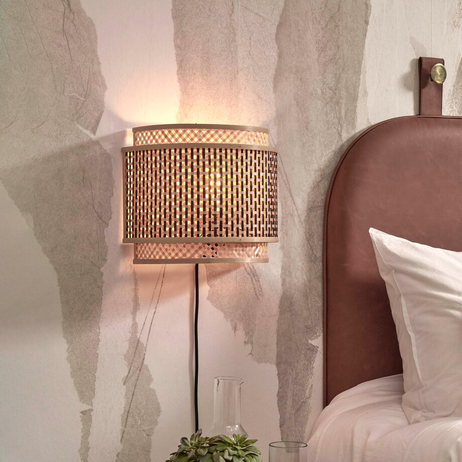 GOOD&MOJO Wandlamp 'Bhutan' Bamboe, 27 x 32cm, kleur Naturel/Zwart GOOD&MOJO Wandlamp 'Bhutan' Bamboe, 27 x 32cm, kleur Naturel/Zwart afbeelding