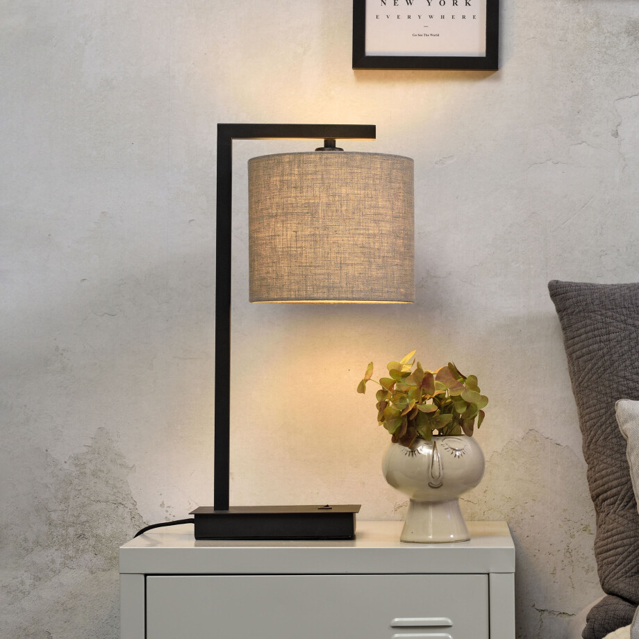 its about RoMi Tafellamp 'Boston' 44cm, kleur Donkerbeige afbeelding 1