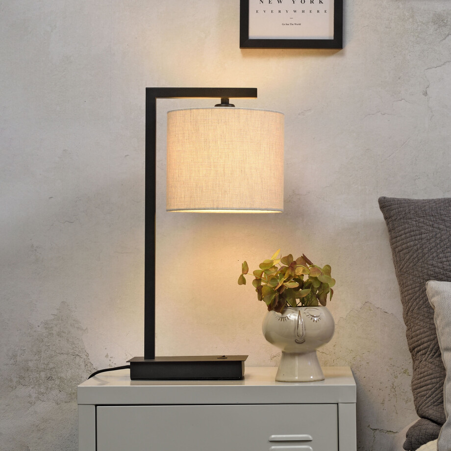 its about RoMi Tafellamp 'Boston' 44cm, kleur Beige its about RoMi Tafellamp 'Boston' 44cm, kleur Beige afbeelding 1