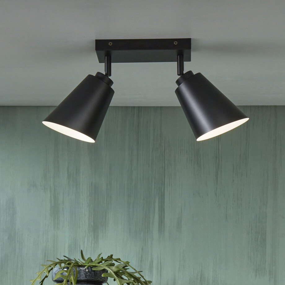 its about RoMi Plafondlamp 'Bremen' 2-lamps, kleur Zwart afbeelding 1