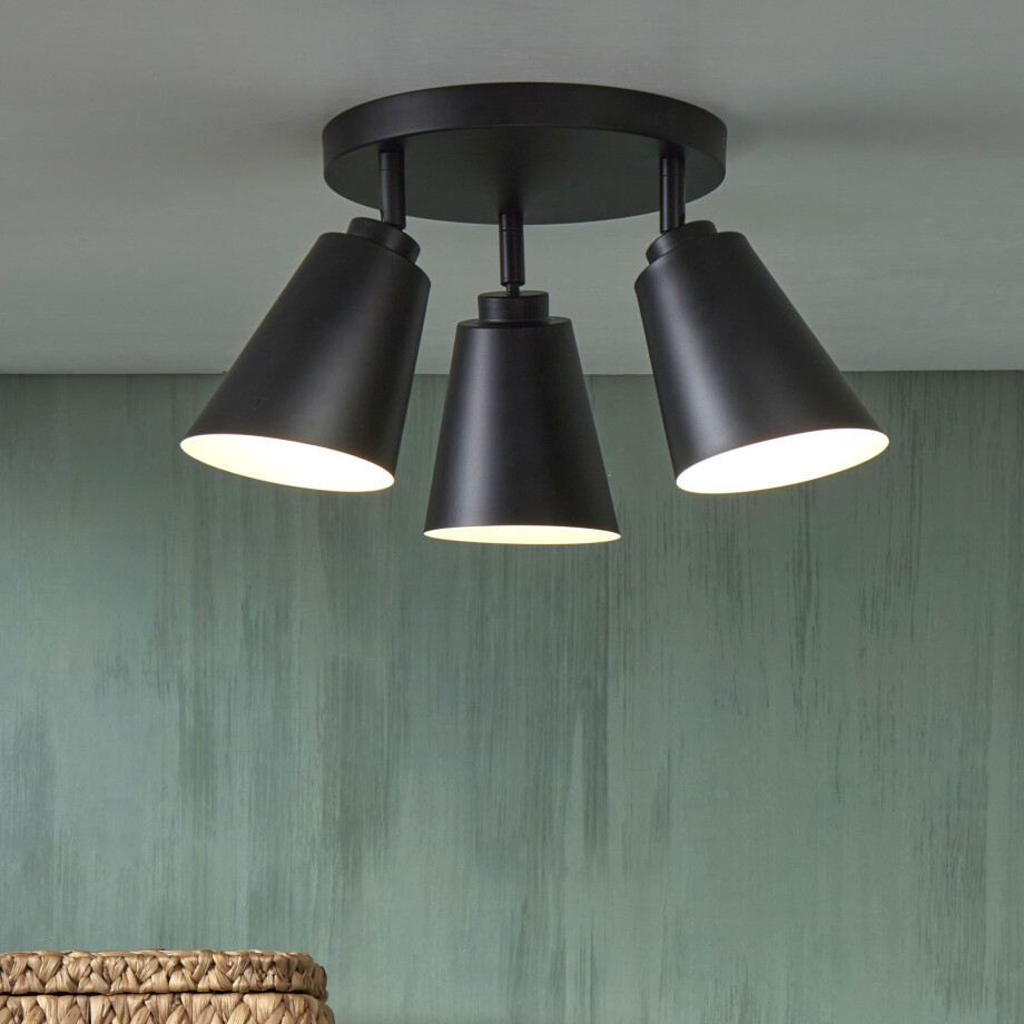 its about RoMi Plafondlamp 'Bremen' 3-lamps, kleur Zwart afbeelding 1