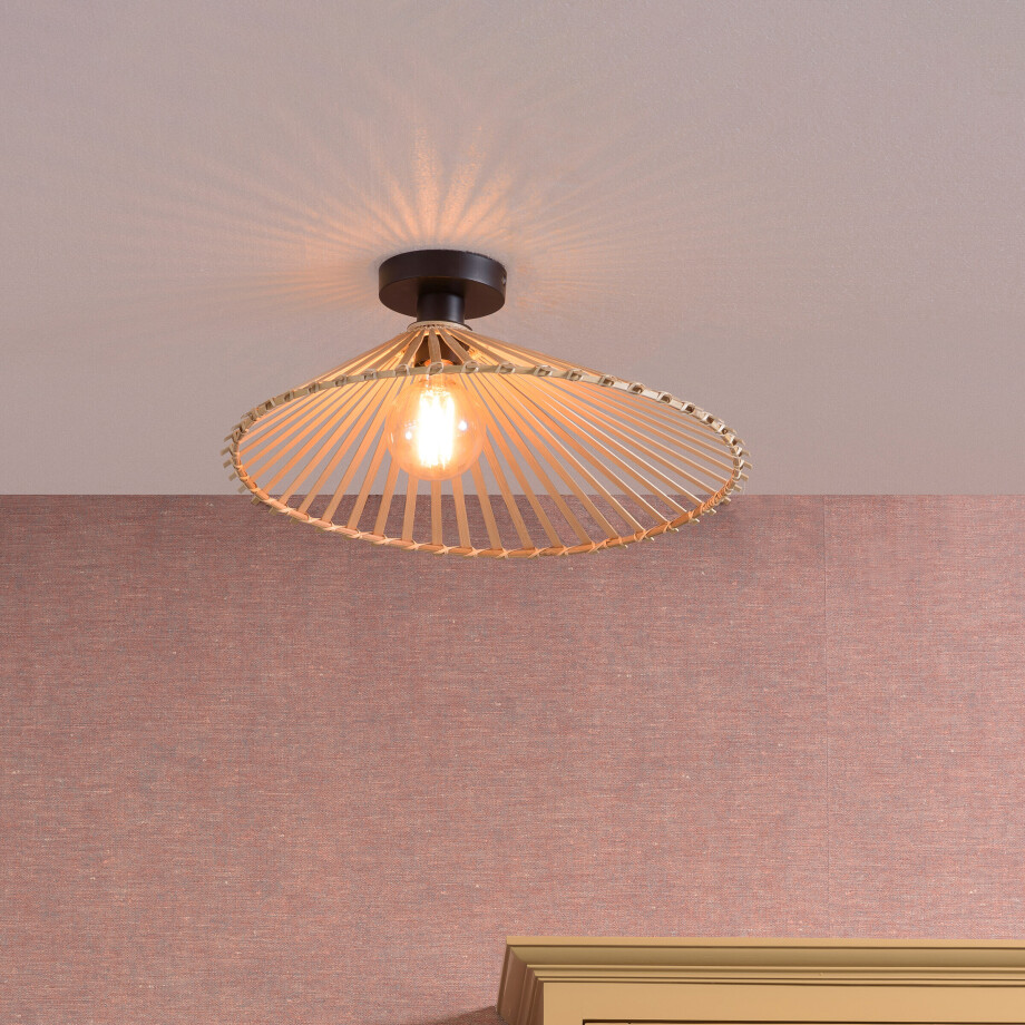 GOOD&MOJO Plafondlamp 'Bromo' Medium, Bamboe, kleur Naturel afbeelding 