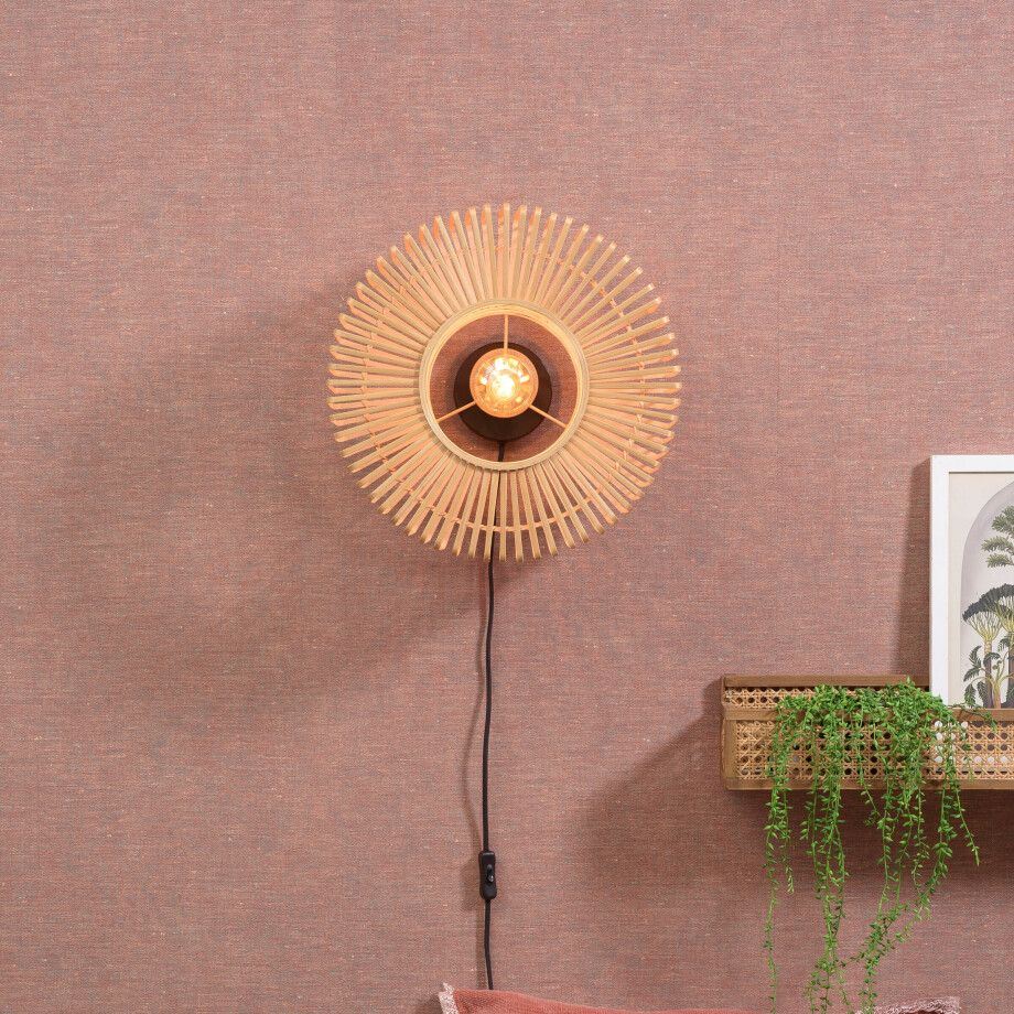 GOOD&MOJO Wandlamp 'Bromo' 40cm, Bamboe, kleur Naturel afbeelding 