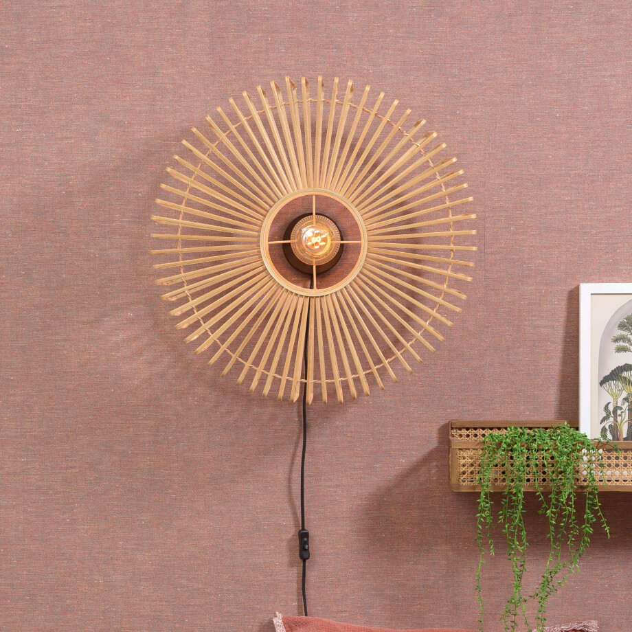 GOOD&MOJO Wandlamp 'Bromo' 60cm, Bamboe, kleur Naturel afbeelding 