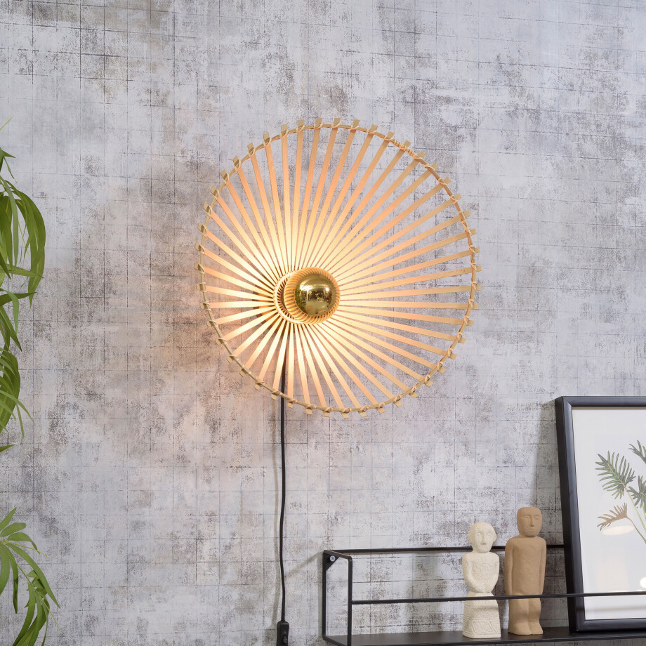 GOOD&MOJO Wandlamp 'Bromo' Medium, Bamboe, kleur Naturel afbeelding 