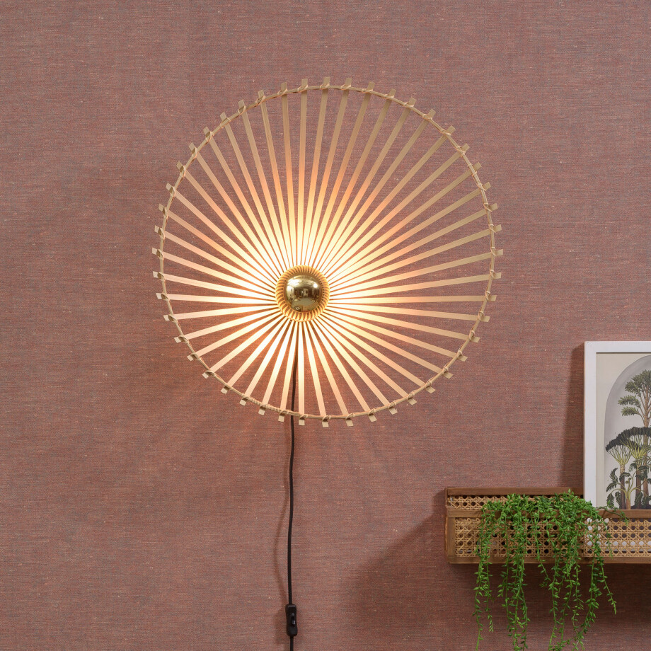 GOOD&MOJO Wandlamp 'Bromo' Large, Bamboe, kleur Naturel GOOD&MOJO Wandlamp 'Bromo' Large, Bamboe, kleur Naturel afbeelding