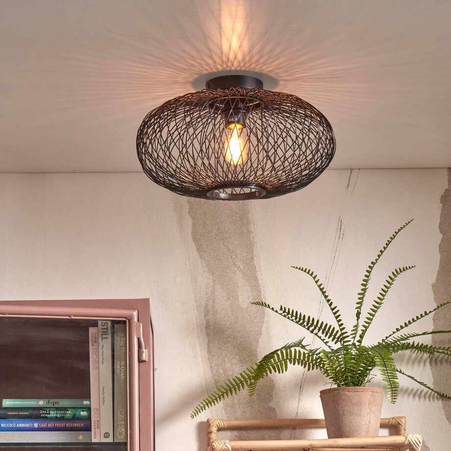 GOOD&MOJO Plafondlamp 'Cango' Bamboe, 40cm, kleur Zwart afbeelding 1