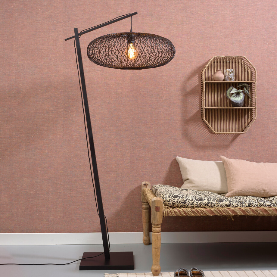 GOOD&MOJO Vloerlamp 'Cango' Bamboe, 176cm, kleur Zwart afbeelding 1