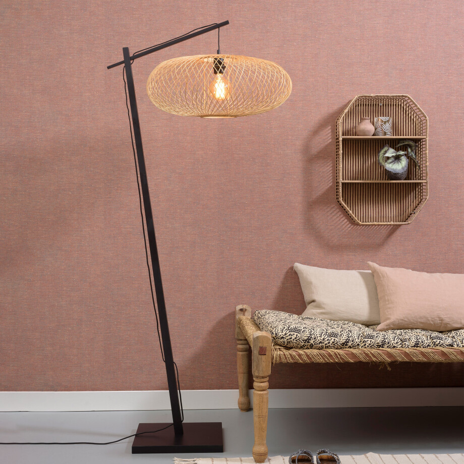 GOOD&MOJO Vloerlamp 'Cango' Bamboe, 176cm, kleur Naturel/Zwart afbeelding 1