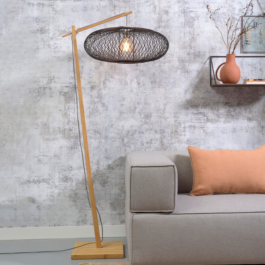 GOOD&MOJO Vloerlamp 'Cango' Bamboe, 176cm, kleur Zwart/Naturel afbeelding 1