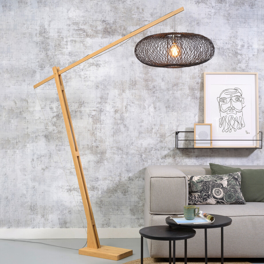 GOOD&MOJO Vloerlamp 'Cango' Bamboe, 218cm, kleur Naturel/Zwart GOOD&MOJO Vloerlamp 'Cango' Bamboe, 218cm, kleur Naturel/Zwart afbeelding 1