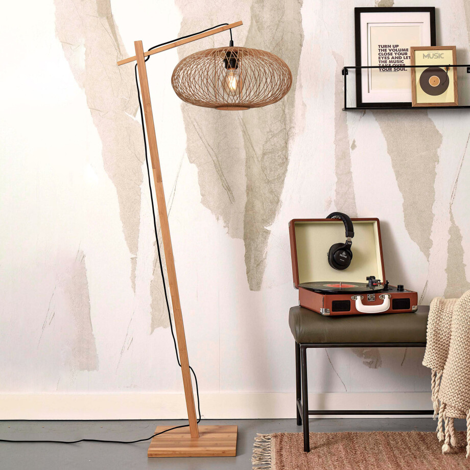 GOOD&MOJO Vloerlamp 'Cango' Bamboe, 150cm, kleur Naturel afbeelding 1