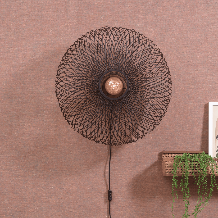 GOOD&MOJO Wandlamp 'Cango' Bamboe, 60cm, kleur Zwart afbeelding 1