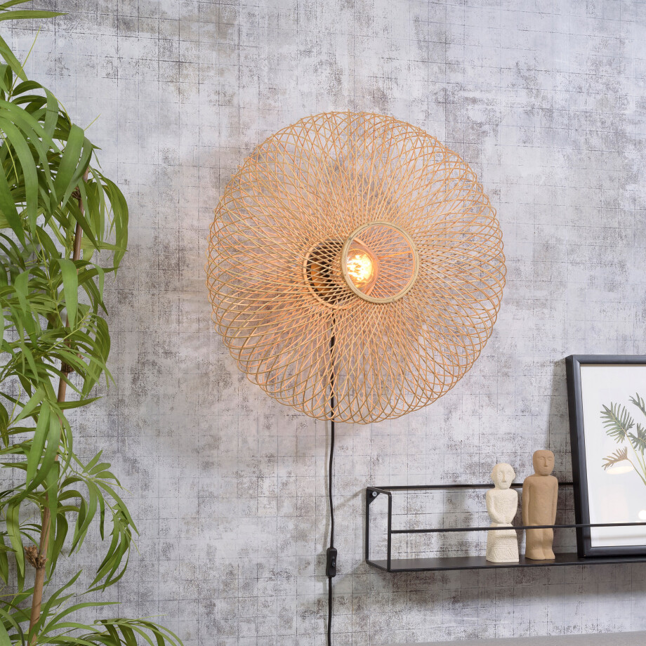 GOOD&MOJO Wandlamp 'Cango' Bamboe, 60cm, kleur Naturel afbeelding 1