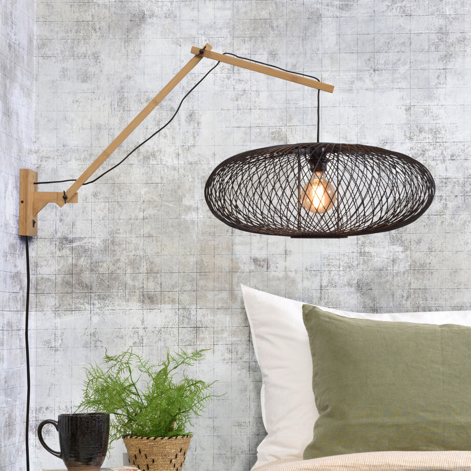 GOOD&MOJO Wandlamp 'Cango' Large, Bamboe, kleur Naturel/Zwart afbeelding 1