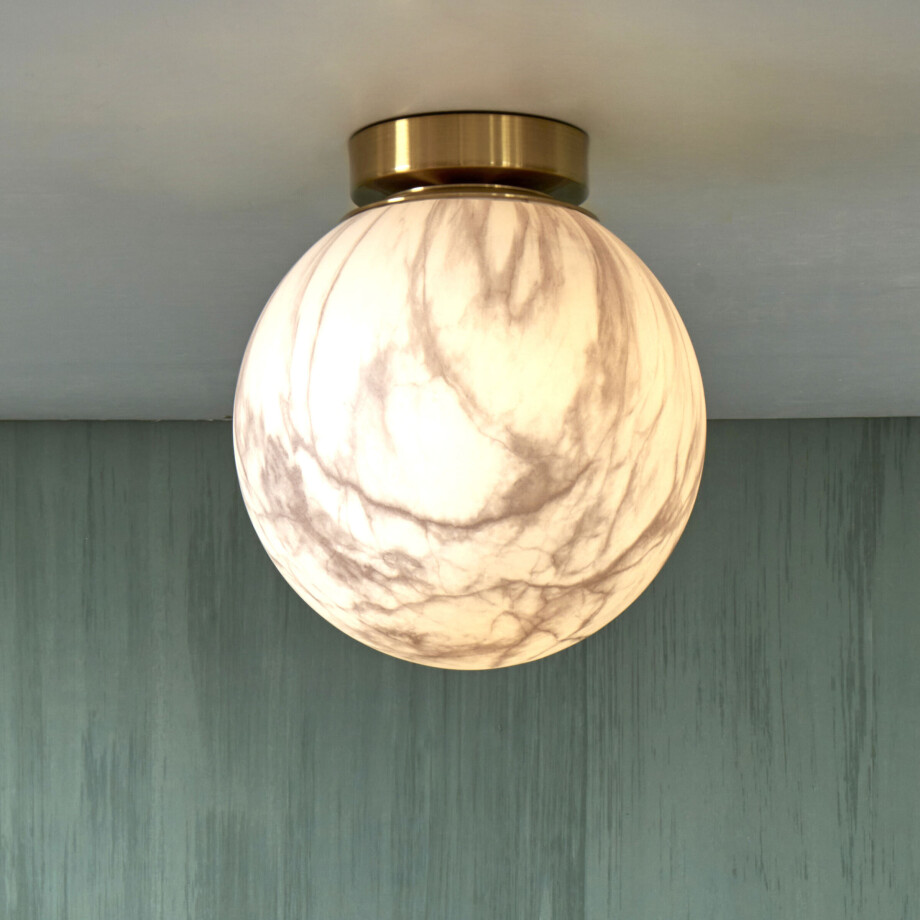 its about RoMi Plafondlamp 'Carrara' 28cm, Marmerlook, kleur Wit afbeelding 