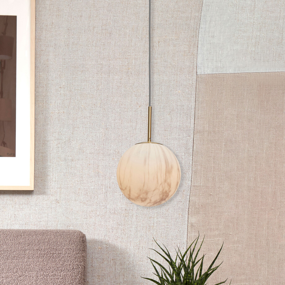 its about RoMi Hanglamp 'Carrara' 22cm, Marmerlook, kleur Wit afbeelding 