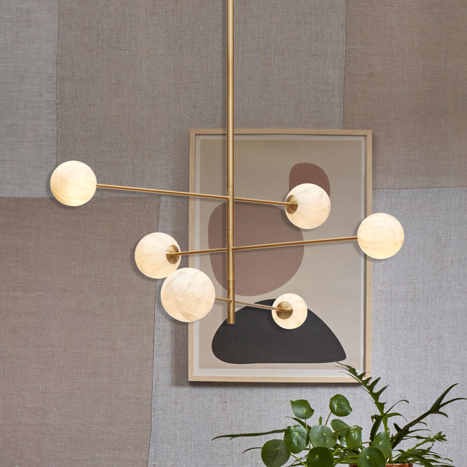 its about RoMi Hanglamp 'Carrara' 6-lamps, Marmerlook, kleur Wit afbeelding 