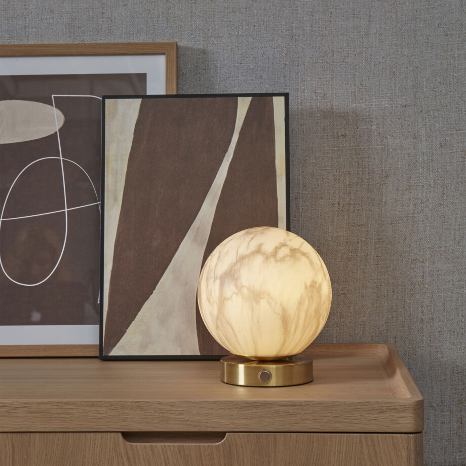 its about RoMi Tafellamp 'Carrara' Glas, Marmerlook, kleur Wit afbeelding 