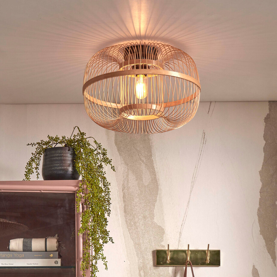 GOOD&MOJO Plafondlamp 'Hokkaido' Bamboe, 38cm, kleur Naturel afbeelding 1