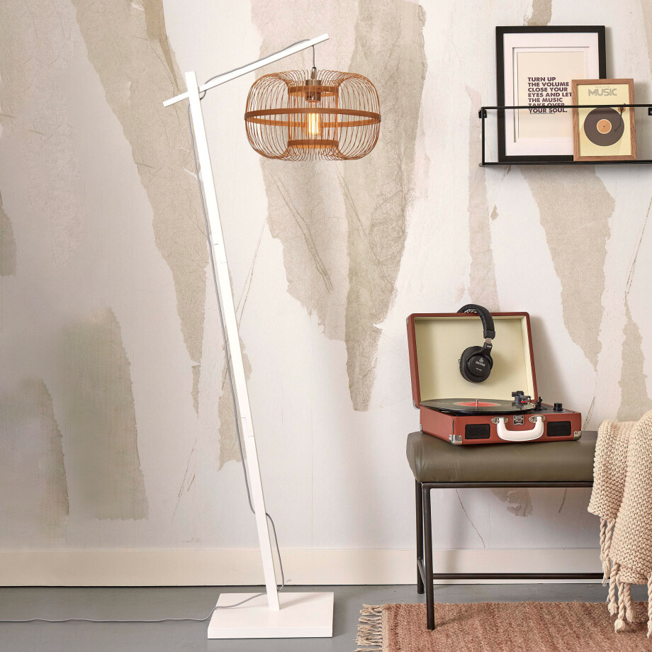 GOOD&MOJO Vloerlamp 'Hokkaido' Bamboe, 150cm, kleur Wit/Naturel GOOD&MOJO Vloerlamp 'Hokkaido' Bamboe, 150cm, kleur Wit/Naturel afbeelding 1