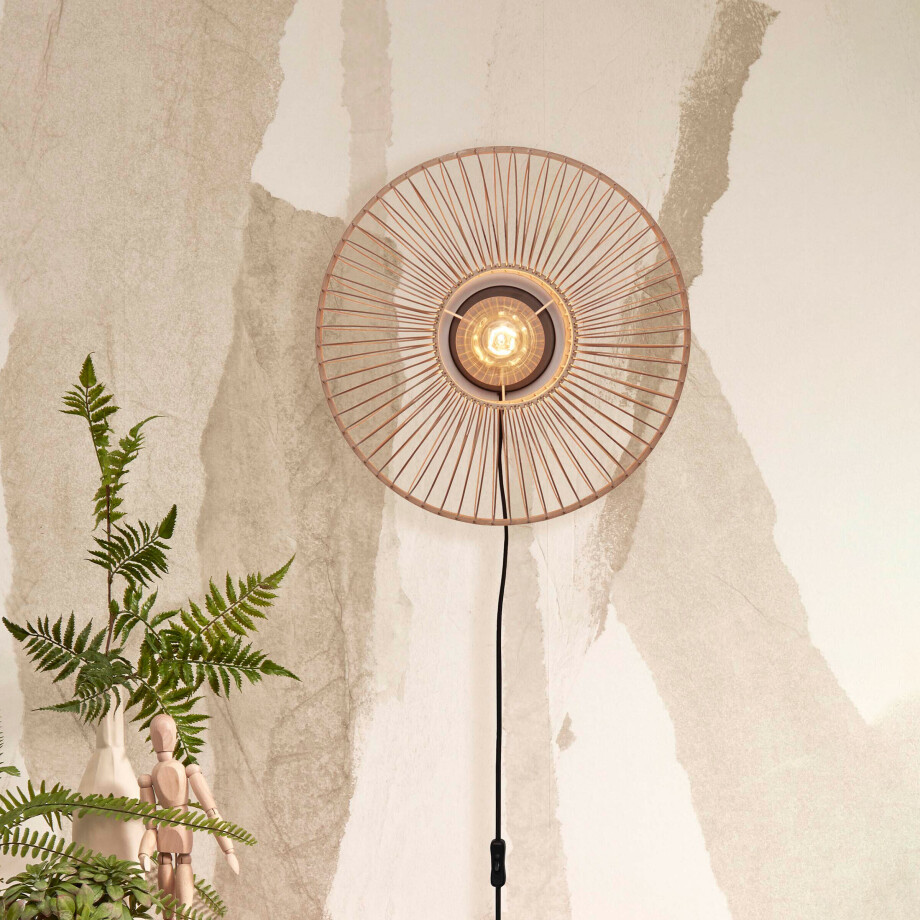 GOOD&MOJO Wandlamp 'Hokkaido' Bamboe, 38cm, kleur Naturel afbeelding 1