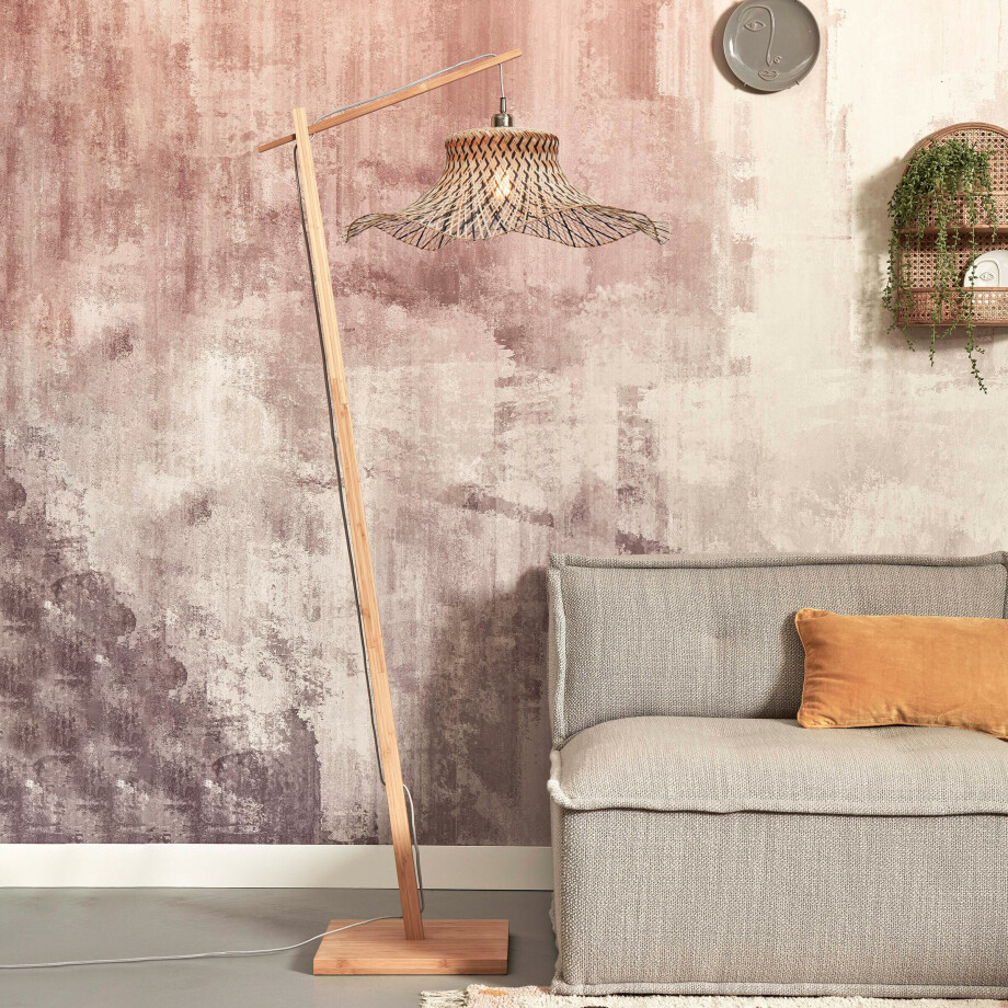 GOOD&MOJO Vloerlamp 'Ibiza' Bamboe, 176cm, kleur Naturel/Zwart afbeelding 1