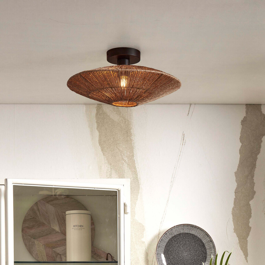 GOOD&MOJO Plafondlamp 'Iguazu' Jute, 40cm, kleur Naturel afbeelding 1