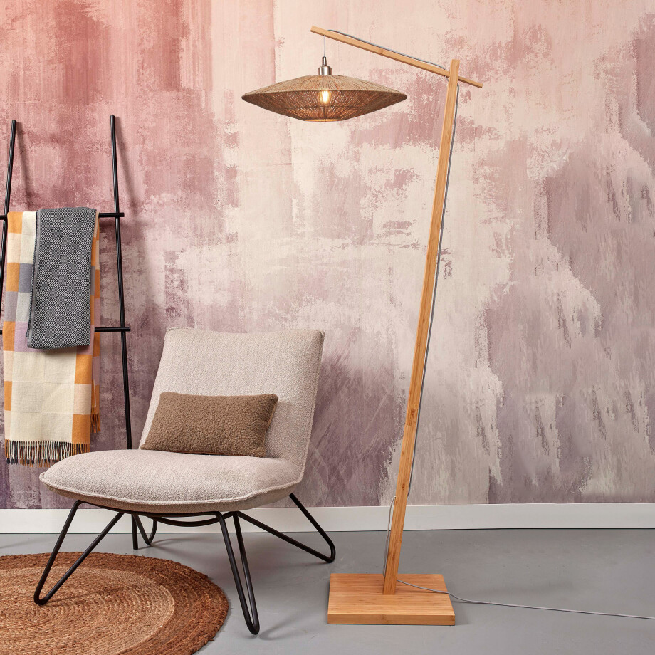 GOOD&MOJO Vloerlamp 'Iguazu' Bamboe en jute, 176cm, kleur Naturel afbeelding 1