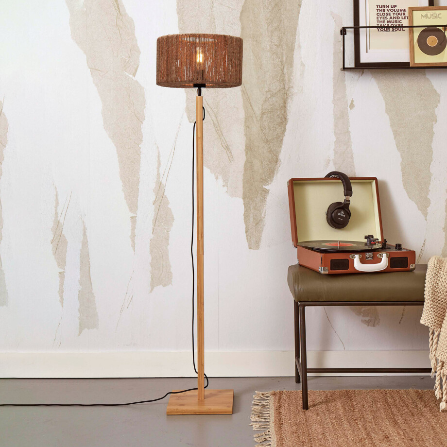 GOOD&MOJO Vloerlamp 'Iguazu' Bamboe en jute, 125cm, kleur Naturel afbeelding 1