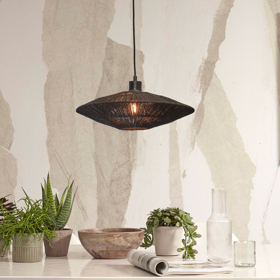 GOOD&MOJO Hanglamp 'Iguazu' Jute, 40cm, kleur Zwart afbeelding 1