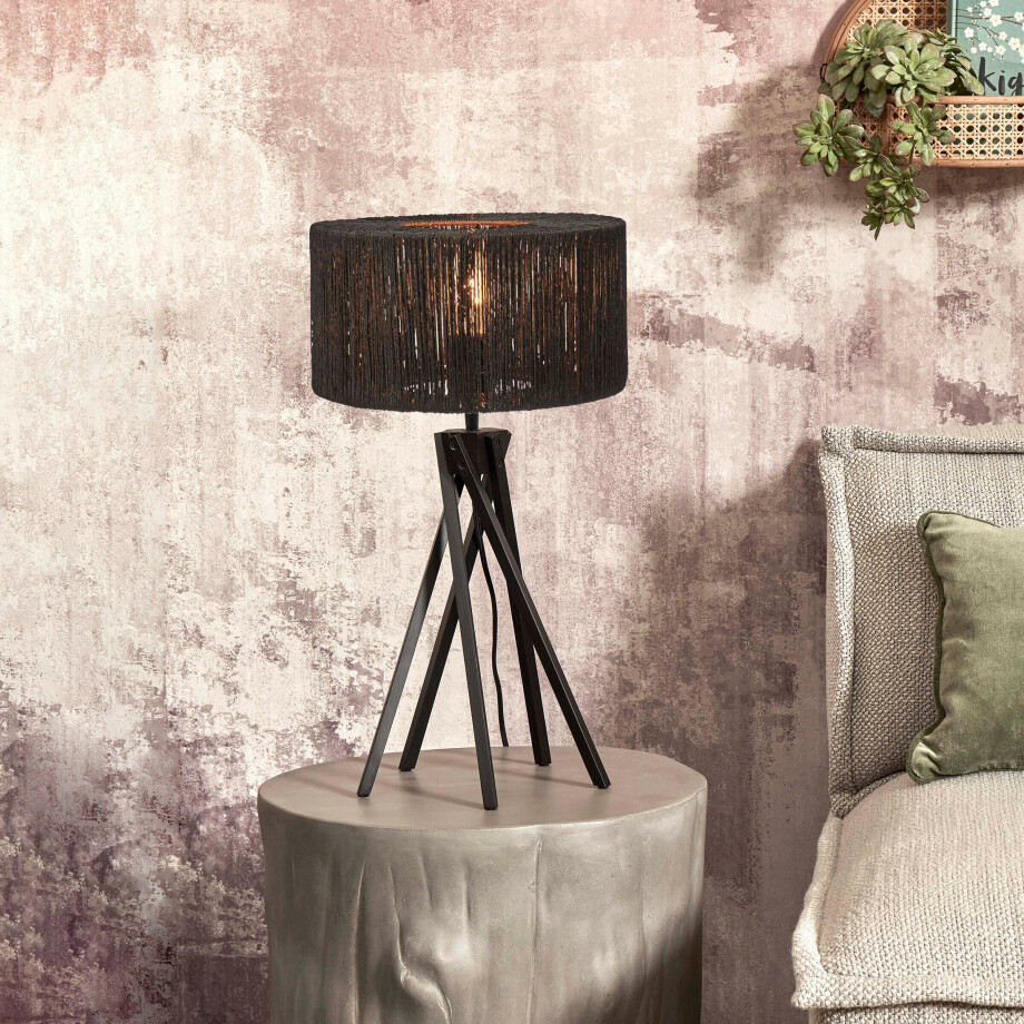 GOOD&MOJO Tafellamp 'Iguazu' 5-poot, Bamboe en jute, kleur Zwart afbeelding 1