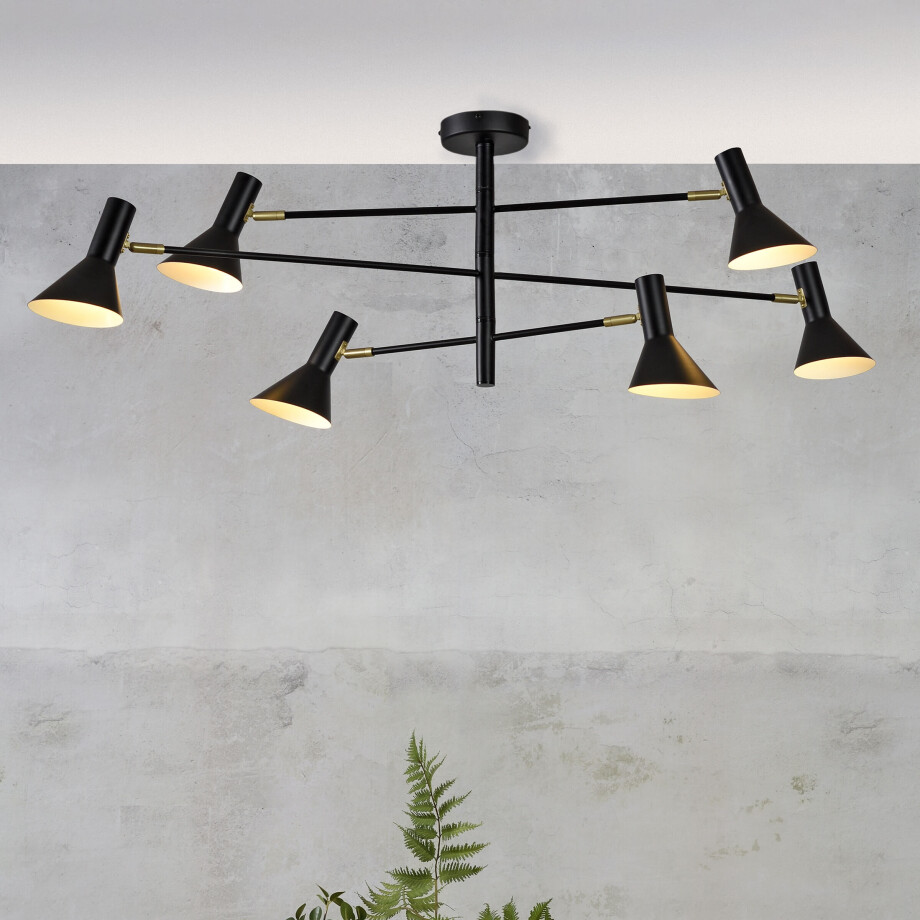 its about RoMi Plafondlamp 'Izmir' 6-lamps, kleur Zwart afbeelding 1