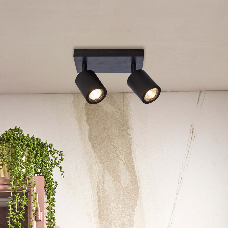 GOOD&MOJO Plafondlamp 'Java' 2-lamps, Bamboe, kleur Zwart GOOD&MOJO Plafondlamp 'Java' 2-lamps, Bamboe, kleur Zwart afbeelding 1