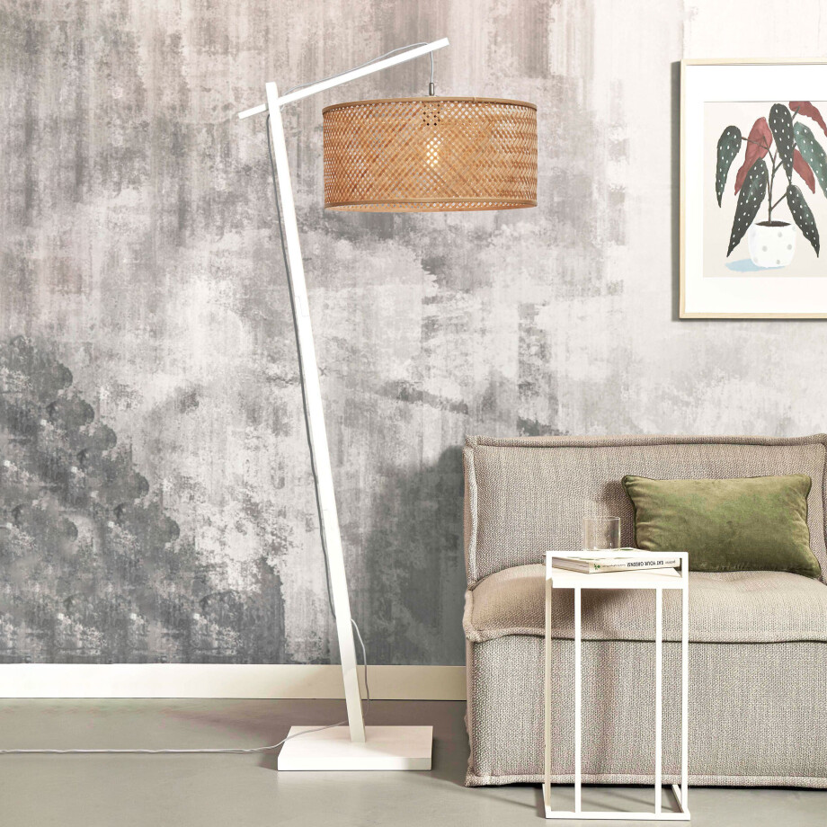 GOOD&MOJO Vloerlamp 'Java' Bamboe, 176cm, kleur Wit/Naturel afbeelding 1