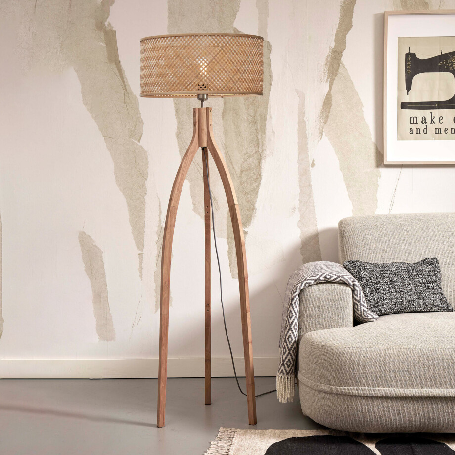 GOOD&MOJO Vloerlamp 'Java' 3-poot, Bamboe, kleur Naturel GOOD&MOJO Vloerlamp 'Java' 3-poot, Bamboe, kleur Naturel afbeelding 1