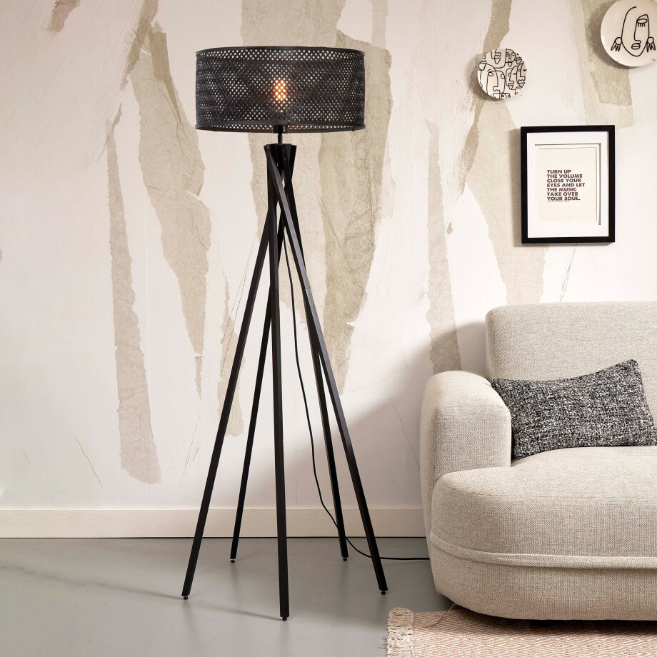 GOOD&MOJO Vloerlamp 'Java' 5-poot, Bamboe, kleur Zwart afbeelding 1