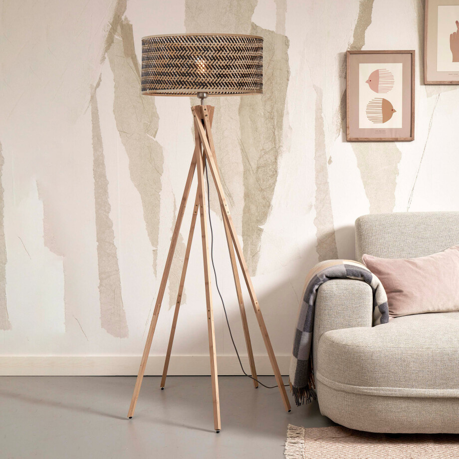 GOOD&MOJO Vloerlamp 'Java' 5-poot, Bamboe, kleur Naturel/Zwart GOOD&MOJO Vloerlamp 'Java' 5-poot, Bamboe, kleur Naturel/Zwart afbeelding 1