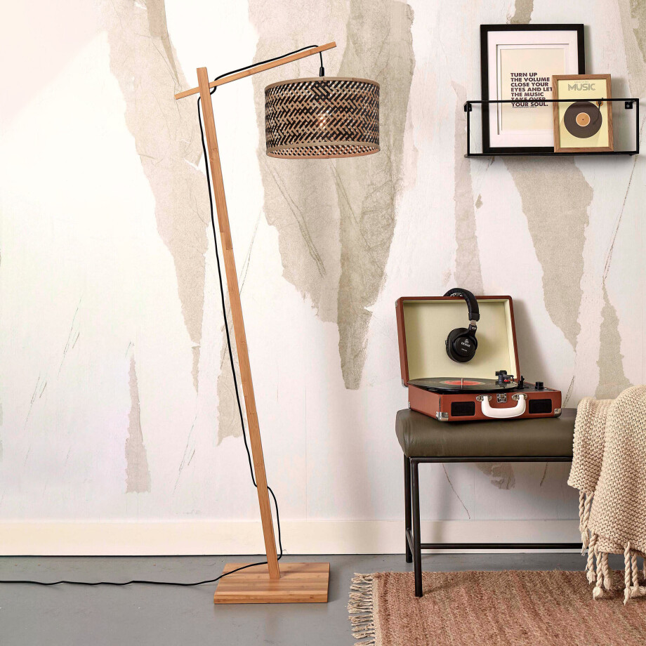 GOOD&MOJO Vloerlamp 'Java' Bamboe, 150cm, kleur Naturel/Zwart afbeelding 1