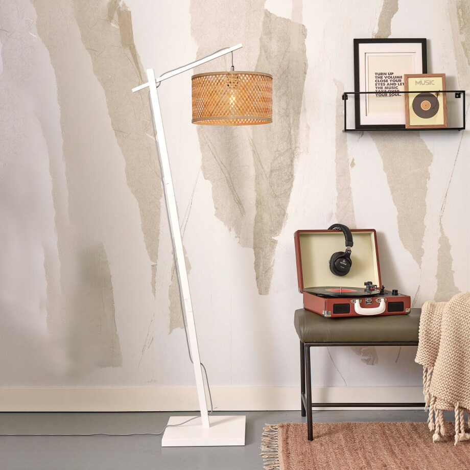 GOOD&MOJO Vloerlamp 'Java' Bamboe, 150cm, kleur Wit/Naturel afbeelding 1