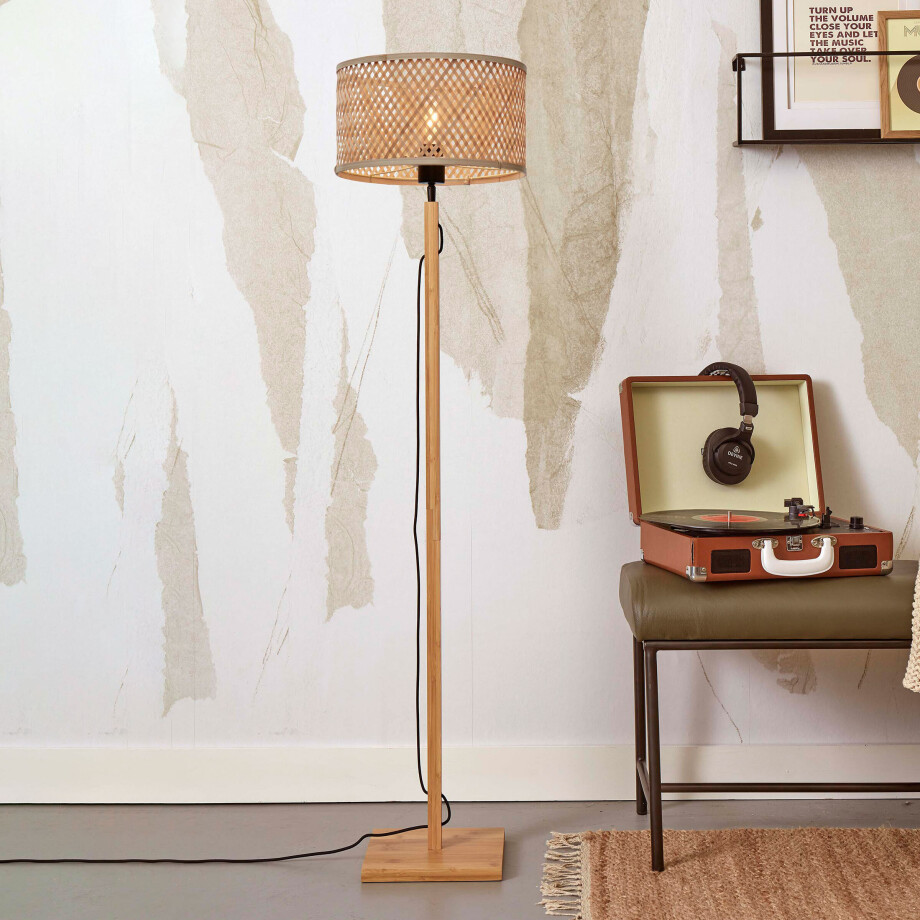 GOOD&MOJO Vloerlamp 'Java' Bamboe, 128cm, kleur Naturel afbeelding 1