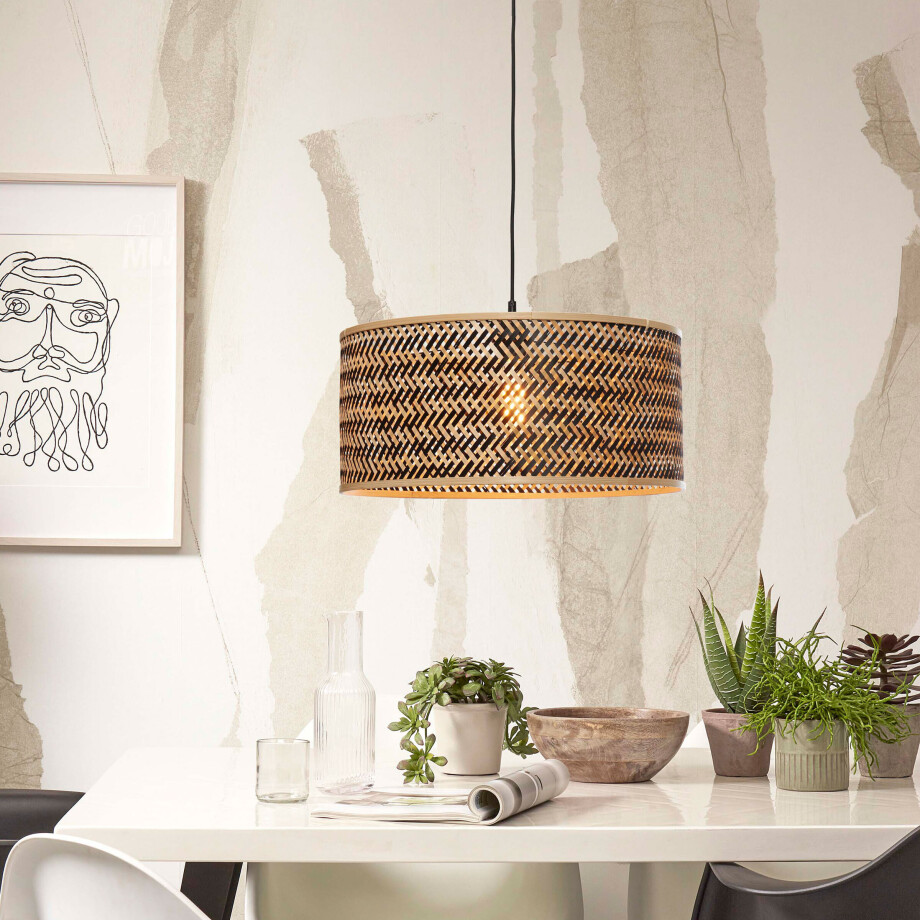 GOOD&MOJO Hanglamp 'Java' Bamboe, 50cm, kleur Naturel/Zwart GOOD&MOJO Hanglamp 'Java' Bamboe, 50cm, kleur Naturel/Zwart afbeelding 1