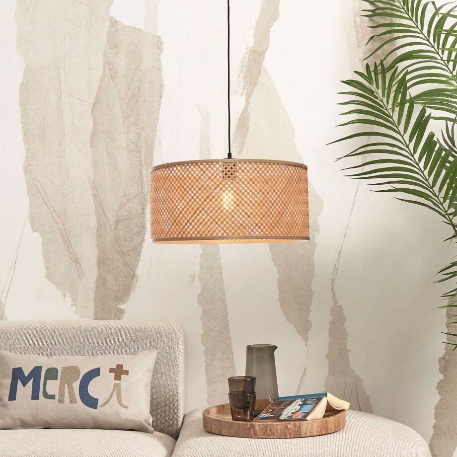 GOOD&MOJO Hanglamp 'Java' Bamboe, 50cm, kleur Naturel afbeelding 1