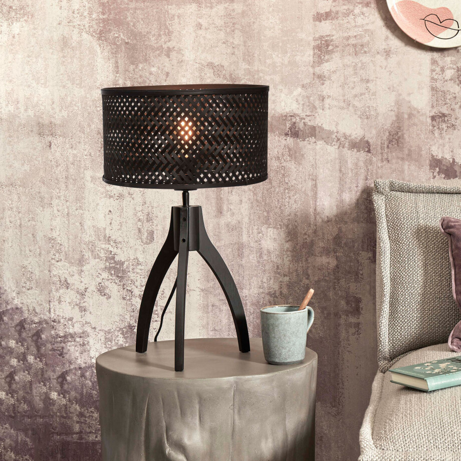 GOOD&MOJO Tafellamp 'Java' 3-poot, Bamboe, kleur Zwart GOOD&MOJO Tafellamp 'Java' 3-poot, Bamboe, kleur Zwart afbeelding 1