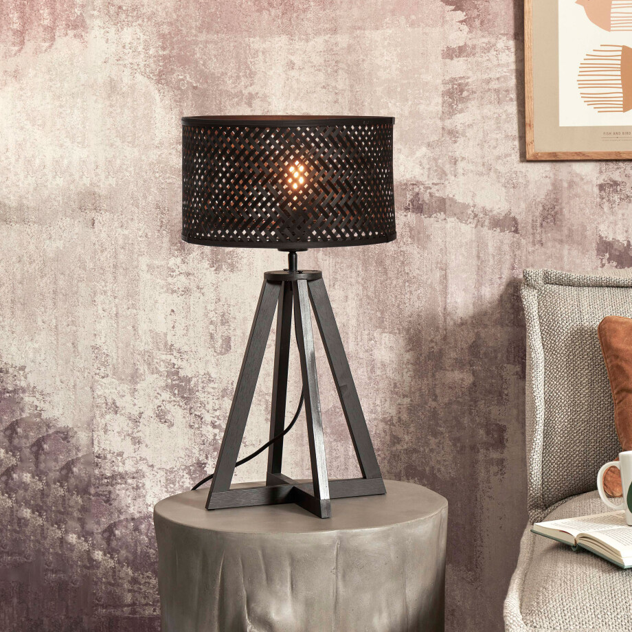 GOOD&MOJO Tafellamp 'Java' 4-poot, Bamboe, kleur Zwart afbeelding 1