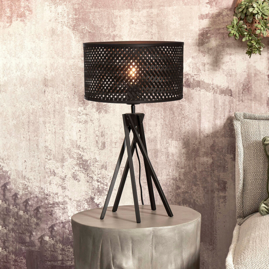 GOOD&MOJO Tafellamp 'Java' 5-poot, Bamboe, kleur Zwart afbeelding 1