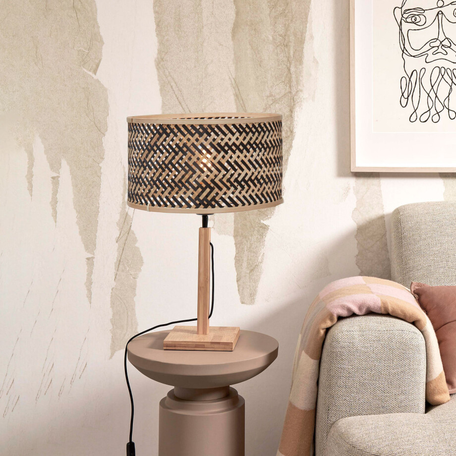 GOOD&MOJO Tafellamp 'Java' Bamboe, 38cm, kleur Naturel/Zwart afbeelding 1