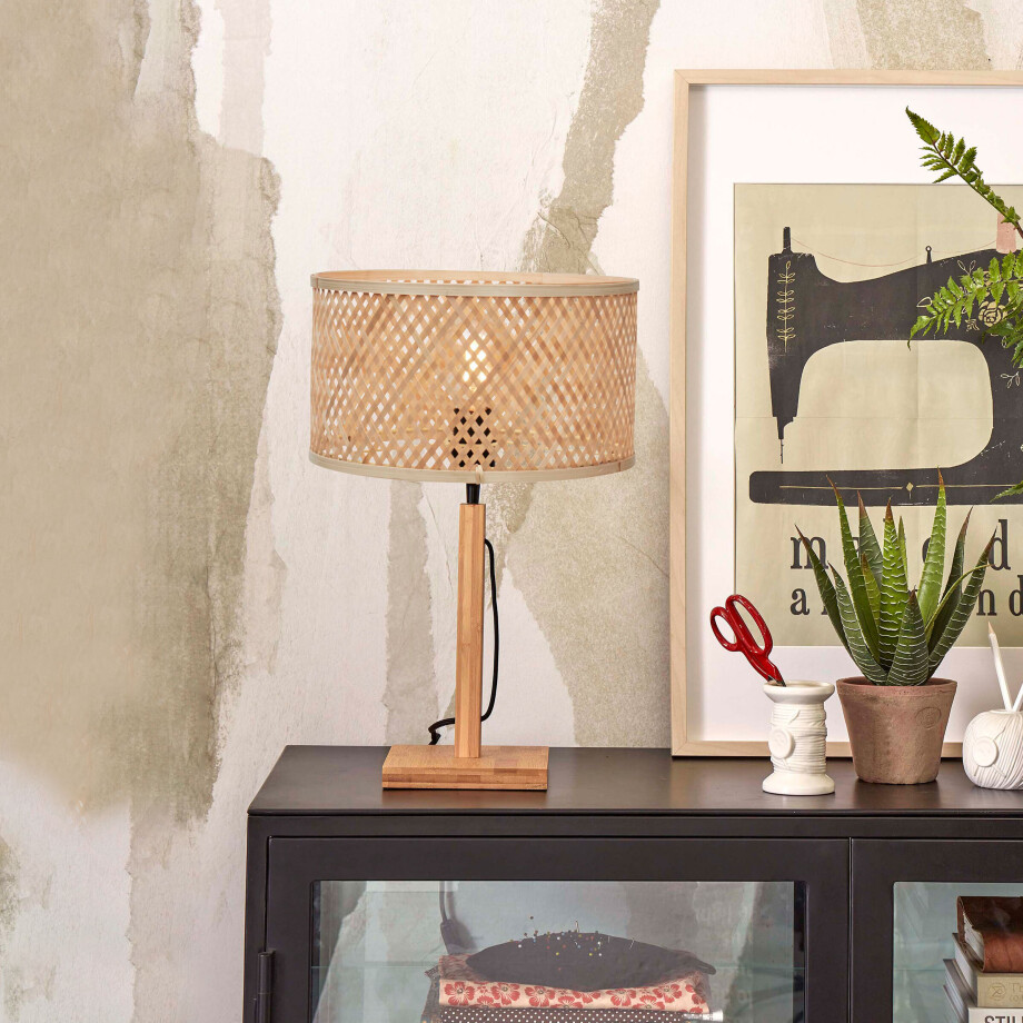 GOOD&MOJO Tafellamp 'Java' Bamboe, 38cm, kleur Naturel afbeelding 1