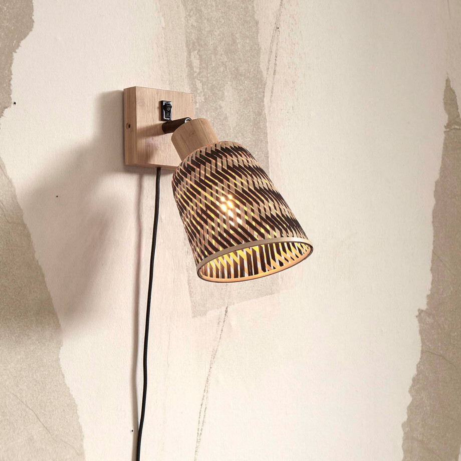 GOOD&MOJO Wandlamp 'Java' Bamboe, kleur Naturel/Zwart GOOD&MOJO Wandlamp 'Java' Bamboe, kleur Naturel/Zwart afbeelding 1